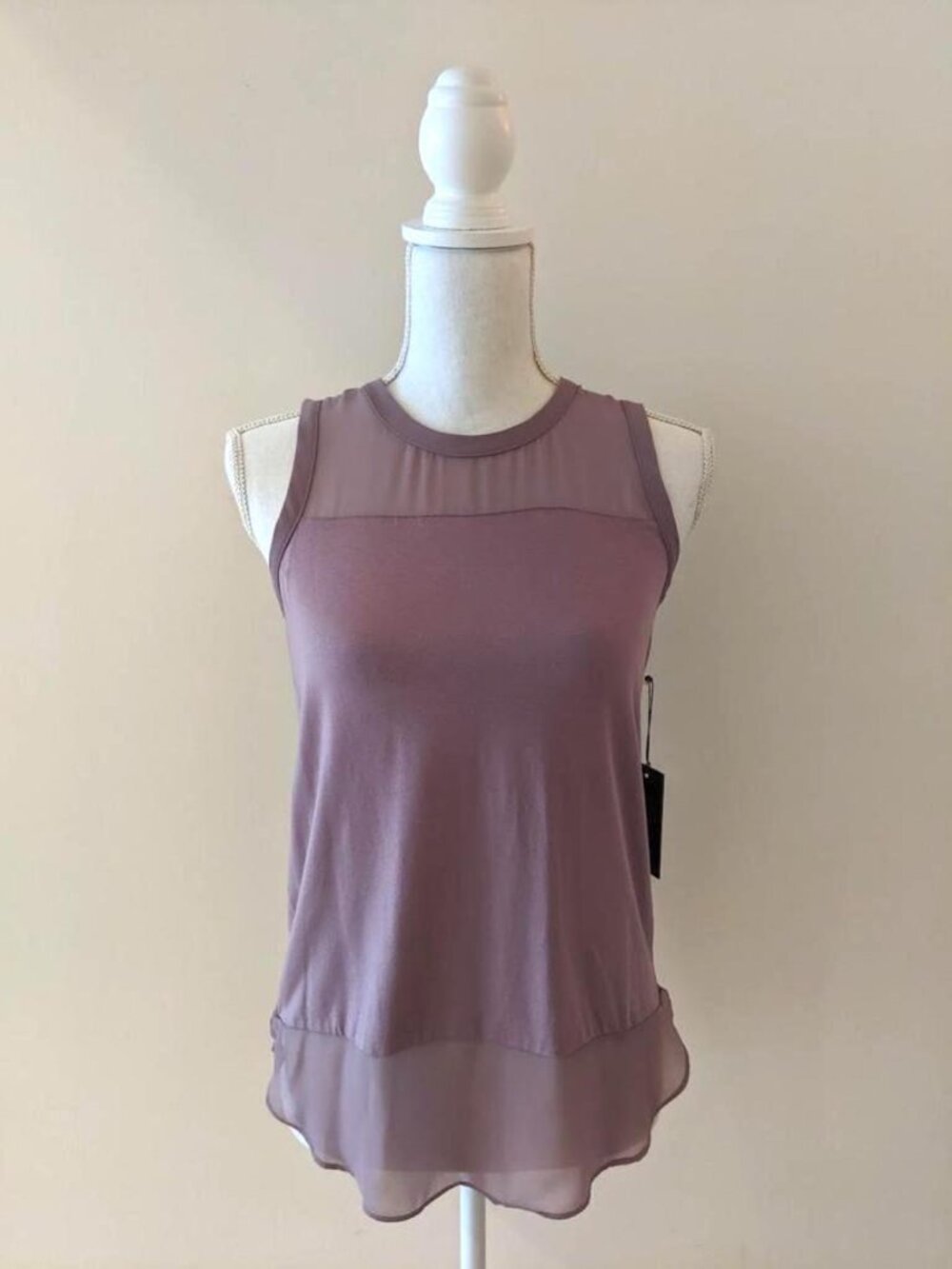 NWT Vince Camuto PETITE Crew Neck Mesh Tank - Purple Pink | FREE SHIPPING
